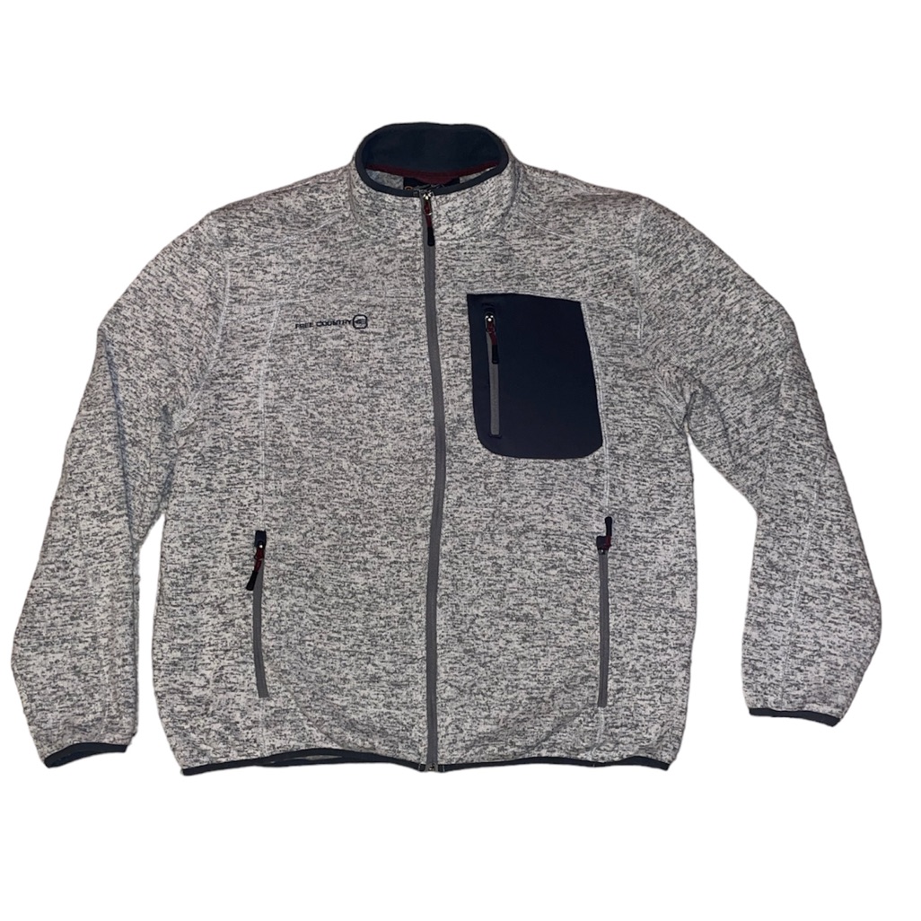 Free Country Zip Up Fleece Jacket Men's Grey Heather Size Xl